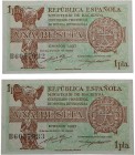 1937. Billetes Españoles. II República. Pareja de 1 peseta. Pick 94. SC. Est.25.