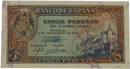 1940. Franco (1939-1975). Madrid. 5 pesetas. SC-. Est.130.
