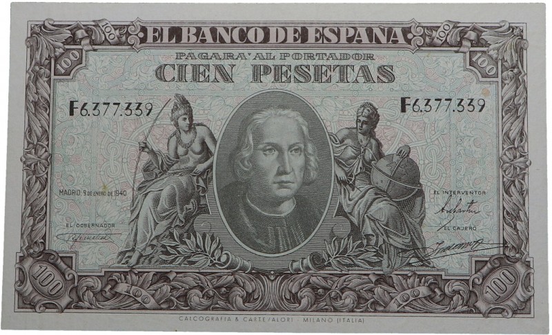 1940. Billetes Españoles. Franco (1939-1975). 100 pesetas. Pick 118a. Lavado y p...