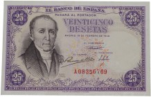 1946. Franco (1939-1975). Madrid. 25 pesetas. Abarquillamiento central. EBC+. Est.70.