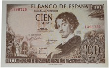 1965. Franco (1939-1975). 100 pesetas. Sin serie. Doblez central. Apresto original. EBC+. Est.12.