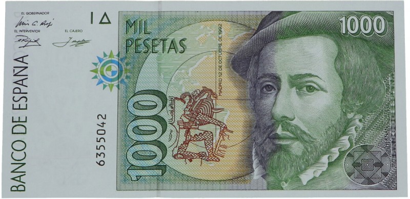 1992. Juan Carlos I (1975-2014). Madrid. 1000 pesetas. SIN Serie. SC. Est.15.