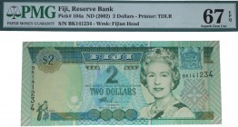 ND (2002). Billetes Extranjeros. Fiji. 2 dólares. Pick 104a. Certificado PMG 67 EPQ. SC. Est.30.