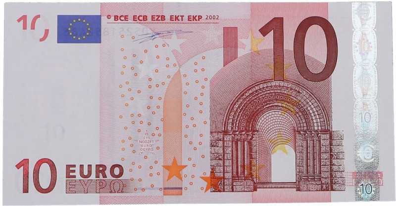 2002. Grecia. Primera firma. 10 euro. Ligera doblez. EBC+. Est.20.