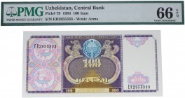 1994. Uzbekistan. 100 Sum. Pick 79. Encapsulado en PMG 66. Est.20.