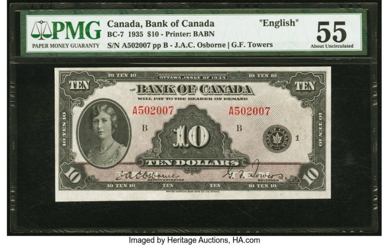 Canada Bank of Canada $10 1935 BC-7 PMG About Uncirculated 55. A portrait of Pri...