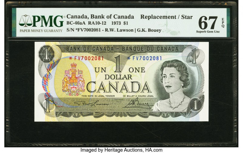 Canada Bank of Canada $1 1973 BC-46aA Replacement PMG Superb Gem Unc 67 EPQ. A F...