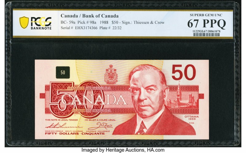 Canada Bank of Canada $50 1988 BC-59aA Replacement PCGS Banknote Superb Gem Unc ...