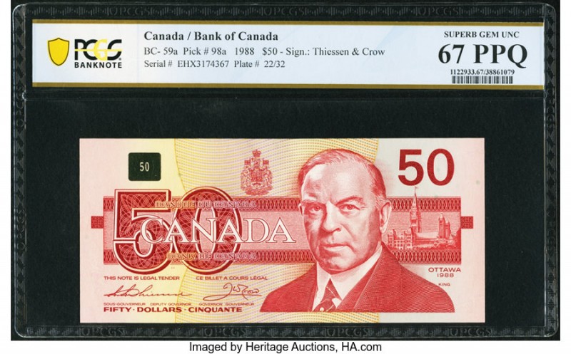Canada Bank of Canada $50 1988 BC-59aA Replacement PCGS Banknote Superb Gem Unc ...