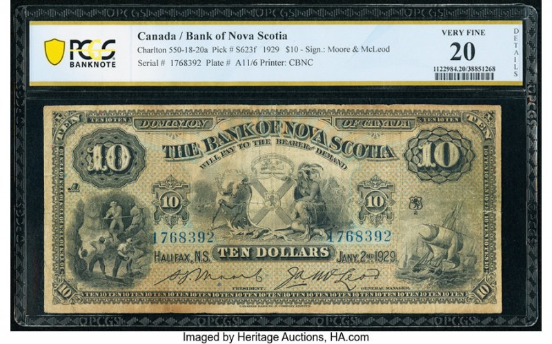 Canada Halifax, NS- Bank of Nova Scotia $10 2.1.1929 Ch.# 550-18-20a PCGS Bankno...