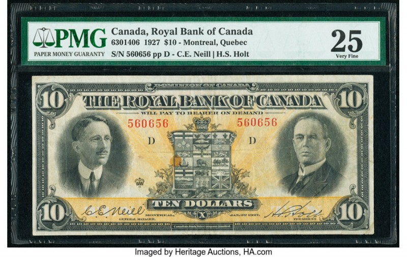 Canada Montreal, PQ- Royal Bank of Canada $10 3.1.1927 Ch.# 630-14-06 PMG Very F...