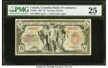 Canada Toronto, ON- Canadian Bank of Commerce $5 2.1.1935 Ch.# 75-18-02 PMG Very Fine 25. The front if this example is highlighted by an allegorical g...