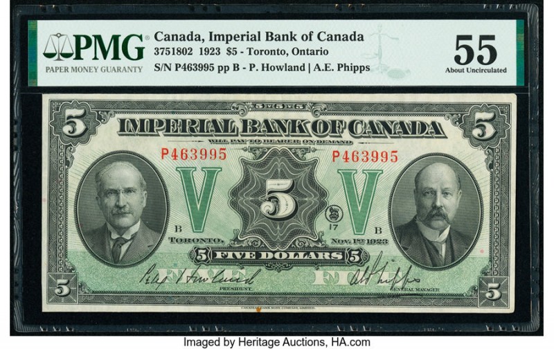 Canada Toronto, ON- Imperial Bank of Canada $5 1.11.1923 Ch.# 375-18-02 PMG Abou...