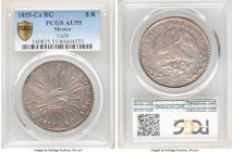 Republic 8 Reales 1855 Ca-RG AU55 PCGS, Chihuahua mint, KM377.2, DP-Ca26 (this coin). A very handsome rendition of this popular date, some minor hayma...