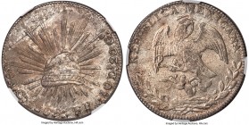 Republic 8 Reales 1865 Ca-FP MS63 NGC, Chihuahua mint, KM377.2, DP-Ca39 (Extremely Rare). Choice Uncirculated, with strongly defined features, unparal...