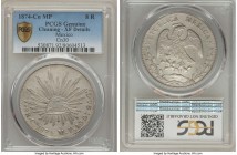 Republic 8 Reales 1874 Cn-MP XF Details (Cleaning) PCGS, Culiacan mint, KM377.3, DP-Cn30. Well struck, with light gray patina and light obverse scratc...