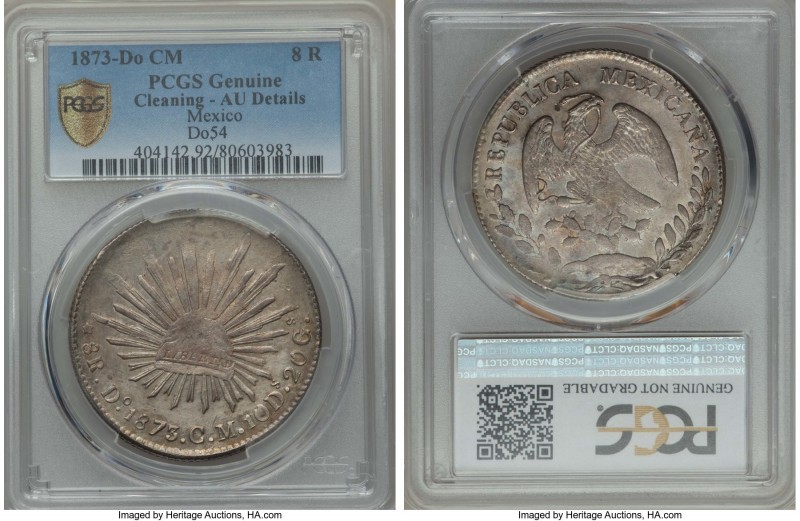Republic 8 Reales 1873 Do-CM AU Details (Cleaning) PCGS, Durango mint, KM377.4, ...