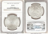 Republic 8 Reales 1886/3 Do-MC MS62 NGC, Durango mint, KM377.4, DP-Do75. Exhibiting an almost salt-white appearance with ample cartwheel luster over b...