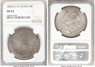 Republic 8 Reales 1883 Ga-TB MS64 NGC, Guadalajara mint, KM377.6, DP-Ga67. The second finest certification awarded for the mint-date across NGC and PC...