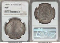 Republic 8 Reales 1886 Ga-JS MS64 NGC, Guadalajara mint, KM377.6, DP-Ga72 (this coin). An intriguing Dunigan and Parker plate coin with some shaded to...
