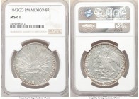 Republic 8 Reales 1842 Go-PM MS61 NGC, Guanajuato mint, KM377.8, DP-Go25. Lightly die clashed on both sides with abundant luster and some minor tone e...