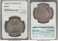 Republic 8 Reales 1880 (Second 8/7) Go-SB MS64 NGC, Guanajuato mint, KM377.8, DP-Go61. Second 8 over 7 variety. Wielding a mesmerizing spiral luster, ...