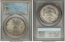 Republic 8 Reales 1885 Go-RR AU55 PCGS, Guanajuato mint, KM377.8, DP-Go68. Near the cusp of Mint State with just the slightest friction atop the highp...