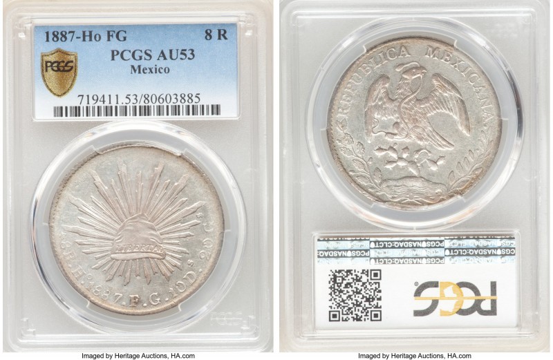 Republic 8 Reales 1887 Ho-FG AU53 PCGS, Hermosillo mint, KM377.9, DP-Ho34.

HID0...