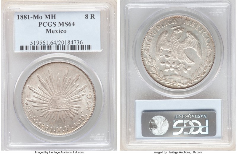 Republic 8 Reales 1881 Mo-MH MS64 PCGS, Mexico City mint, KM377.10, DP-Mo66. A l...