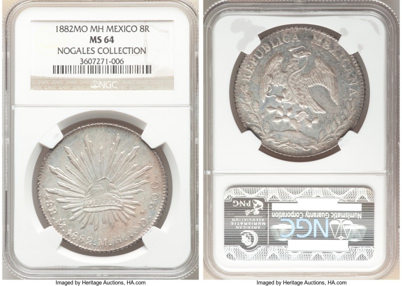 Republic 8 Reales 1882 Mo-MH MS64 NGC, Mexico City mint, KM377.10, DP-Mo67. Admi...