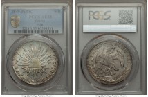 Republic 8 Reales 1849 Pi-MC AU55 PCGS, San Luis Potosi mint, KM377.12, DP-Pi28. Significant luster confirms the near-Mint quality of this lightly str...