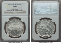 Republic 8 Reales 1853 Pi-MC AU55 NGC, San Luis Potosi mint, KM377.12, DP-Pi32. Very scarce as a date, with flashy luster in the fields and typical bl...