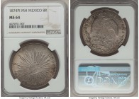 Republic 8 Reales 1874 Pi-MH MS64 NGC, San Luis Potosi mint, KM377.12, DP-Pi60. Delicately toned in a sheath of silver patina, the luster rich and sat...