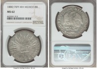 Republic 8 Reales 1880 Pi-MH MS62 NGC, San Luis Potosi mint, KM377.12, DP-Pi69. Although designated as the 1880/70 overdate variety, we have it on goo...