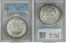 Republic 8 Reales 1885 Pi-MH MS63 PCGS, San Luis Potosi mint, KM377.12, DP-Pi74. Excellent cartwheel luster. The only significant mark is on the eagle...