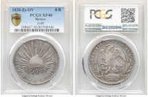 Republic 8 Reales 1830 Zs-OV XF40 PCGS, Zacatecas mint, KM377.13, DP-Zs09. Softly struck in the center, as with most early issues of this type, though...