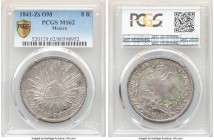 Republic 8 Reales 1841 Zs-OM MS62 PCGS, Zacatecas mint, KM377.13, DP-Zs21 (Rare). Medal alignment, die style of 1825-1842. The rarer and, likely, more...