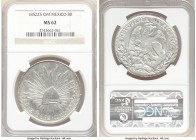Republic 8 Reales 1852 Zs-OM MS62 NGC, Zacatecas mint, KM377.13, DP-Zs32. Ice white and exhibiting gleaming mint luster embracing the perched eagle. T...