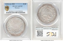Republic 8 Reales 1858 Zs-MO AU53 PCGS, Zacatecas mint, KM377.13, DP-Zs39. An appealing specimen blending rosy and silver hues over semi-lustrous surf...