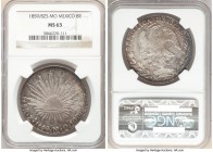 Republic 8 Reales 1859/8 Zs-MO MS63 NGC, Zacatecas mint, KM377.13, DP-Zs40. The appearance should appeal greatly to the connoisseur of original toning...