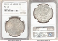 Republic 8 Reales 1863 Zs-MO MS62 NGC, Zacatecas mint, KM377.13, DP-Zs47. A presentable example, though a bit weakly struck in the centers, with an ap...