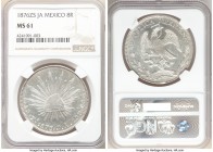 Republic 8 Reales 1876 Zs-JA MS61 NGC, Zacatecas mint, KM377.13, DP-Zs60. Fully uncirculated, a speckling of frost within the eagle's feathers contrib...