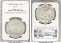 Republic 8 Reales 1878 Zs-JS MS63 NGC, Zacatecas mint, KM377.13, DP-Zs63. A charming example combining shimmering luster and a glasslike quality to th...