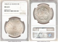 Republic 8 Reales 1886 Zs-JS MS63+ NGC, Zacatecas mint, KM377.13, DP-Zs71. Boldly impressed from heavy cracked dies, producing a unique visual appeal....