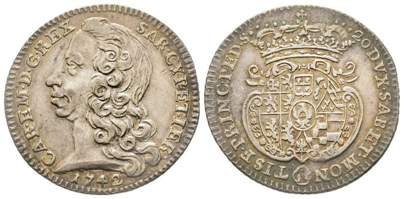 Carlo Emanuele III, Primo Periodo 1730-1755 
Lira, II tipo, Torino, 1742, AG 5.6...