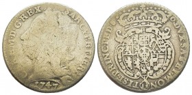 Carlo Emanuele III, Primo Periodo 1730-1755 
Lira, III tipo, Torino, 1747, AG 5.16 g.
Ref : MIR 931a (R), Biaggi 796b
Conservation : B