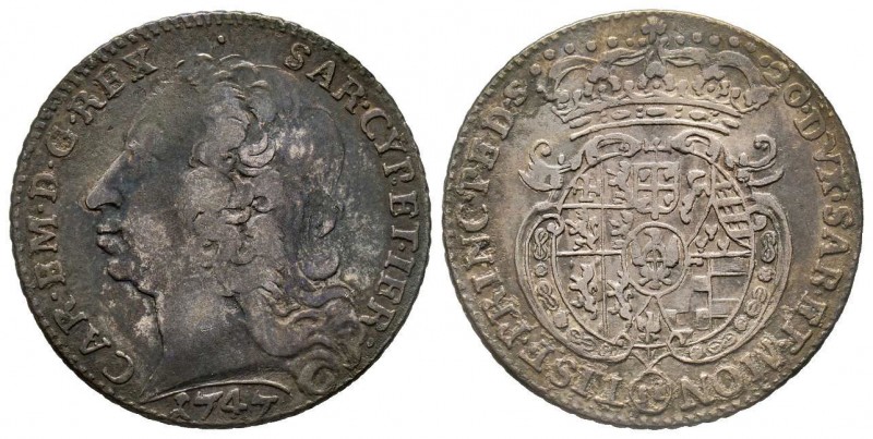 Carlo Emanuele III, Primo Periodo 1730-1755 
 Lira, III tipo, Torino, 1747, AG 5...