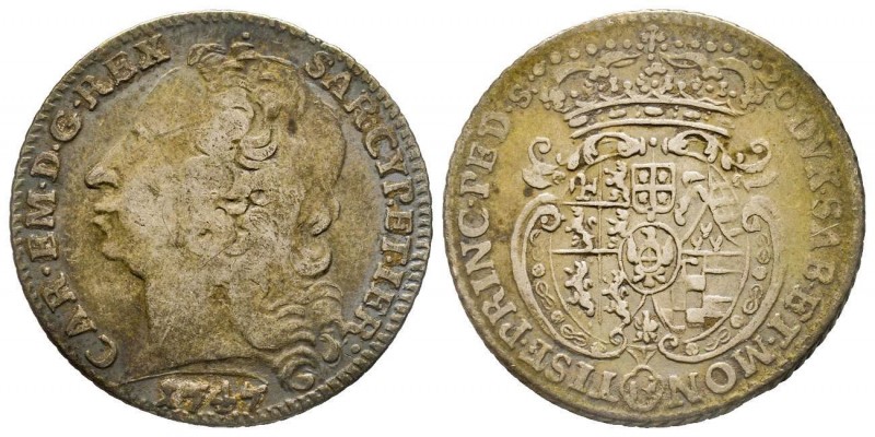 Carlo Emanuele III, Primo Periodo 1730-1755 
 Lira, III tipo, Torino, 1747, AG 5...