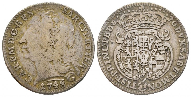 Carlo Emanuele III, Primo Periodo 1730-1755 
Lira, III tipo, Torino, 1748, AG 5....