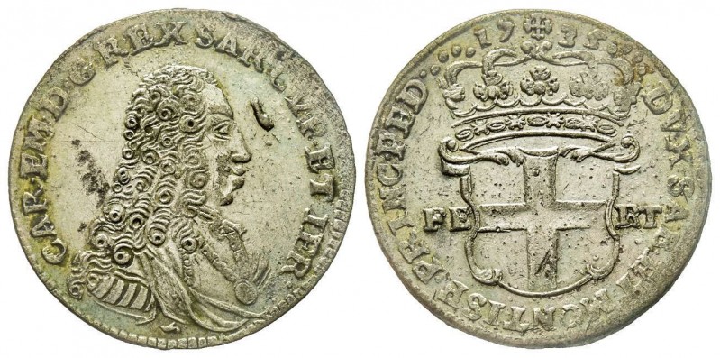 Carlo Emanuele III, Primo Periodo 1730-1755 
5 Soldi, I tipo, Torino, 1735, Mi 4...